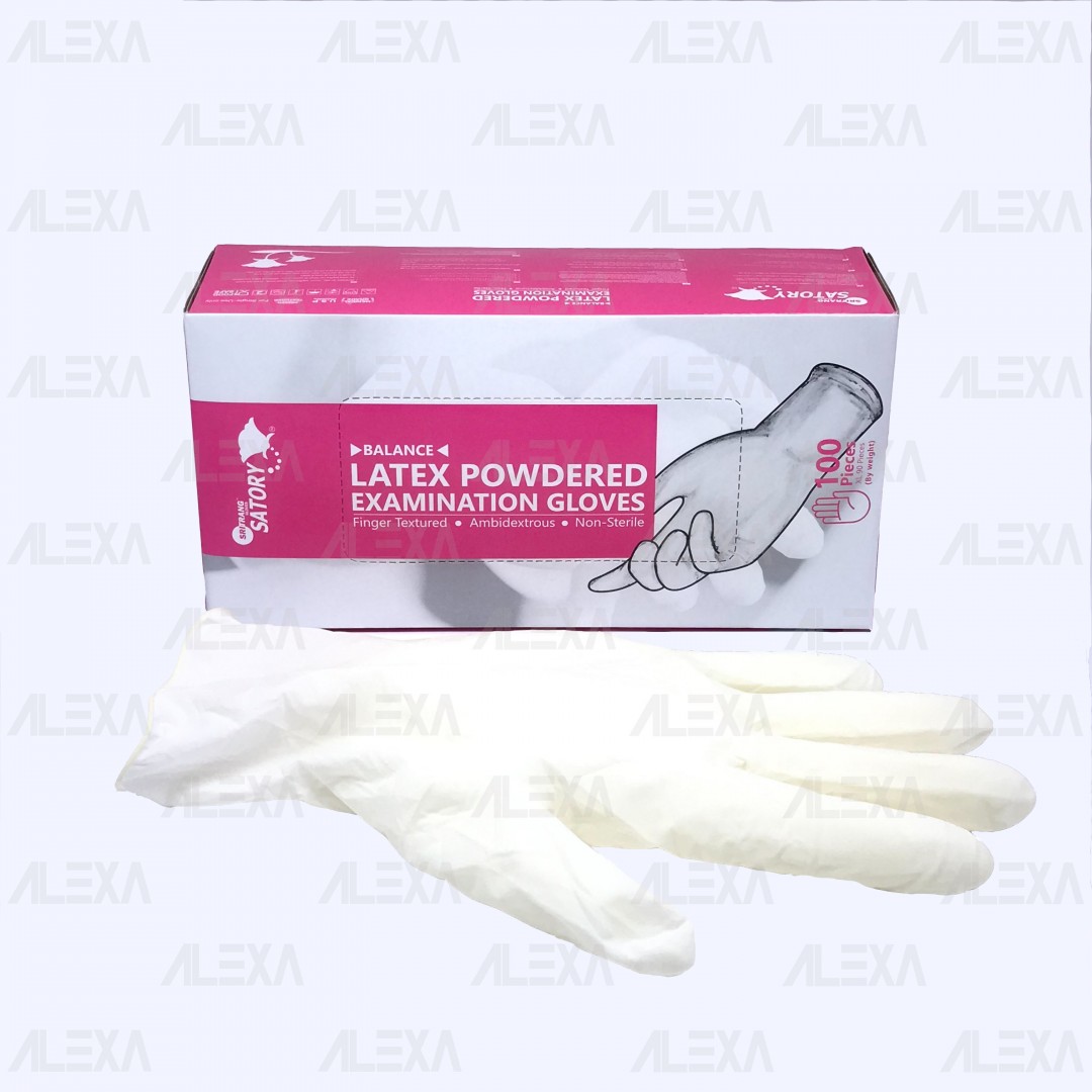 SATORY Powdered Latex Examination Gloves