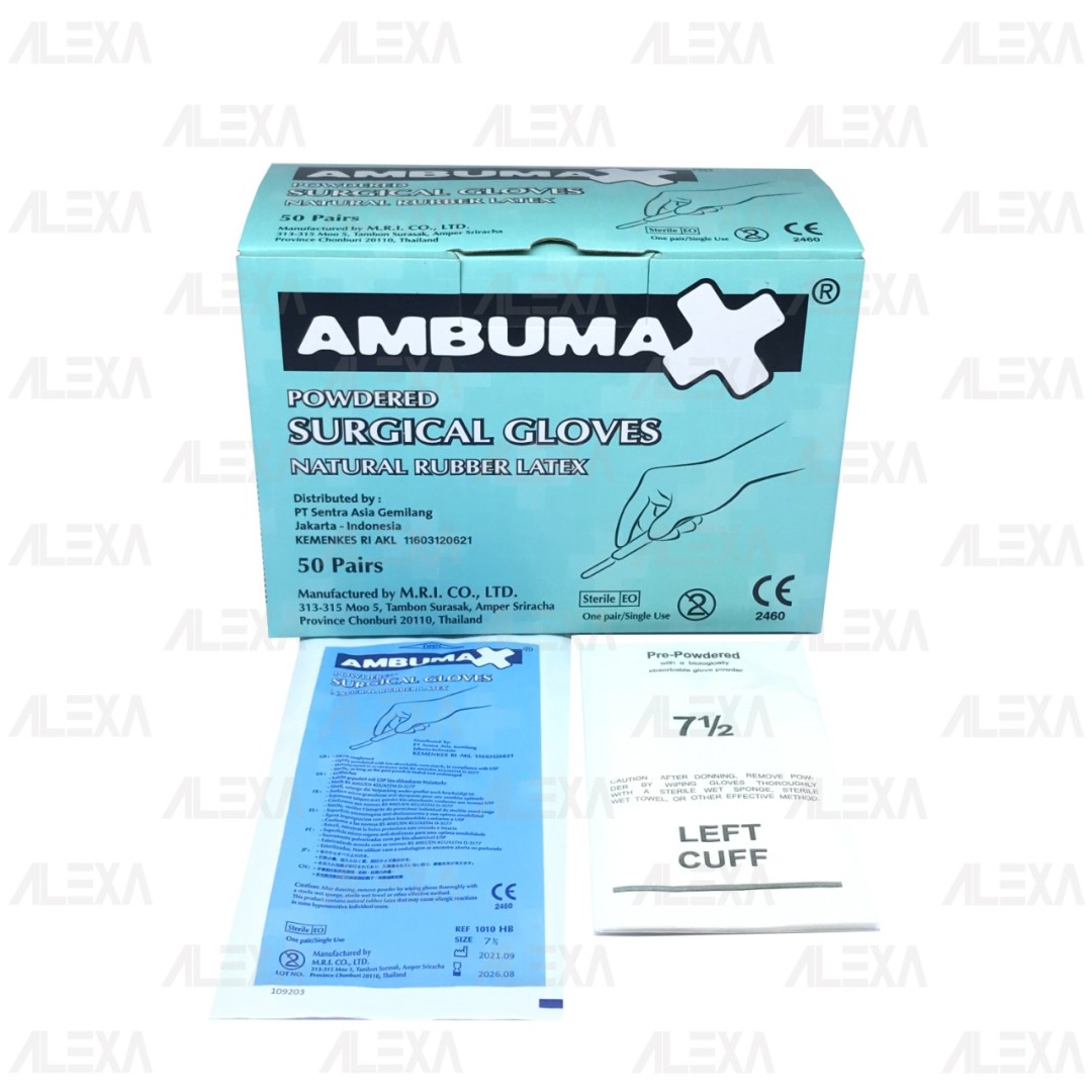 AMBUMAX Surgical Gloves Natural Rubber Latex (Powdered, Sterile)